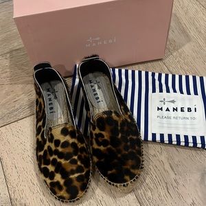 Brand new in box Manebi calf hair leopard eapadrilles